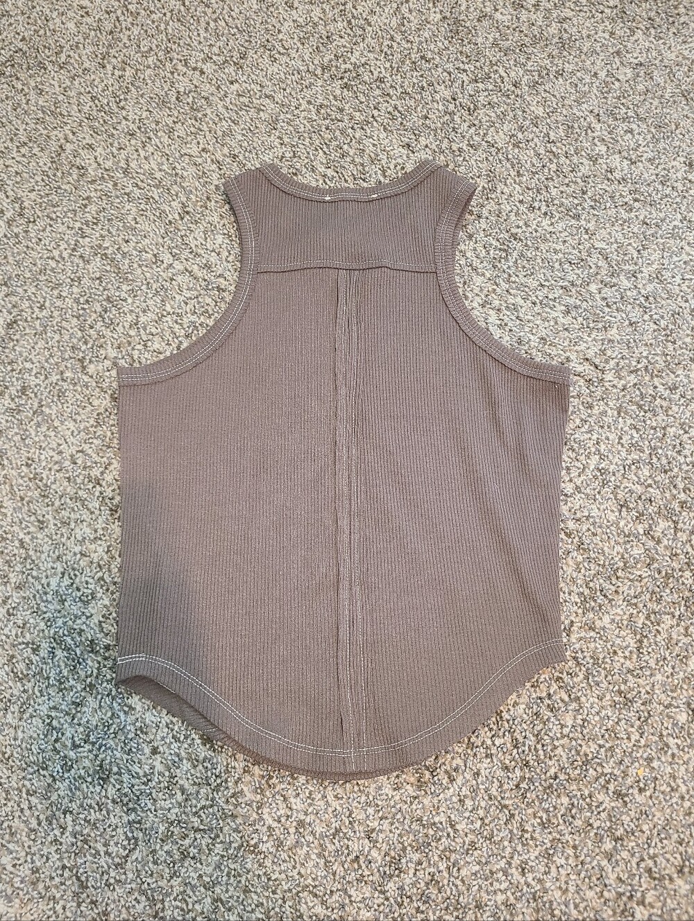 Brown Ribbed High Neck Tank Size Small - Picture 5 of 5
